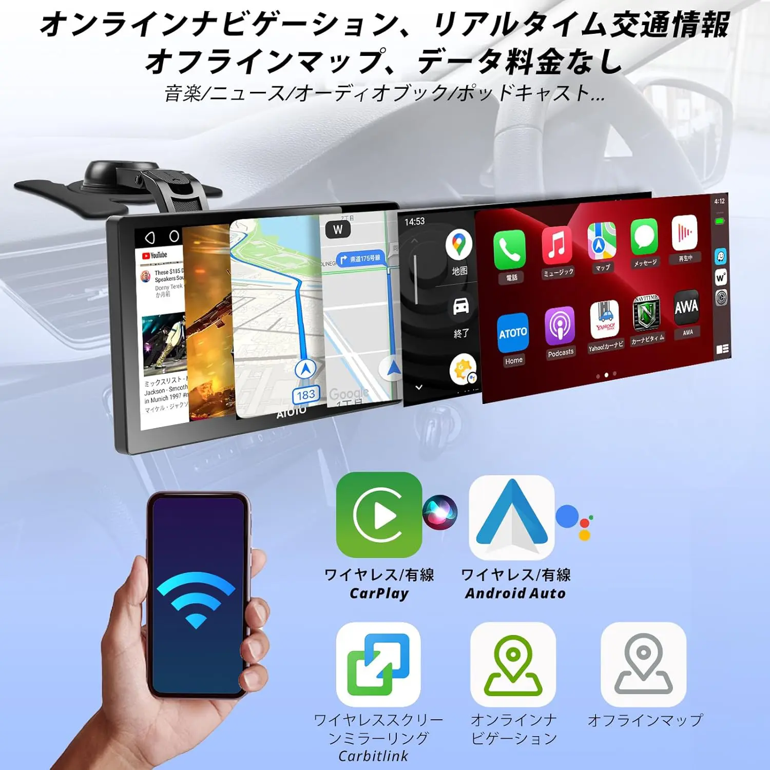 P909PR1X-A-S3ポータブル9インチ+フロント・リアカメラ+