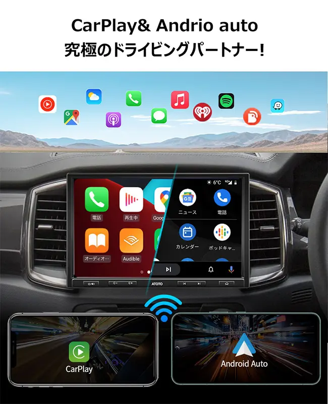 ATOTO 10.1インチ1DINフローティングナビS8G1104MS-S01 ATOTO S8 10インチ 1Din/2Dinディスプレイオーディオナビ